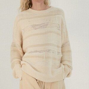 Monica Cordera Patched Sweater Cream Natural Oversized Size OS